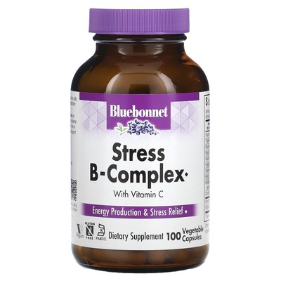 Bluebonnet Nutrition Stress B-Complex 100 Vcaps без яиц, без рыбы,