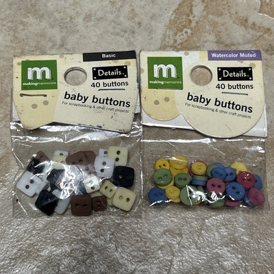 (2) BASIC SQUARE & ROUND MULTICOLOR BABY BUTTON(40pc Each) Making Memories Mini