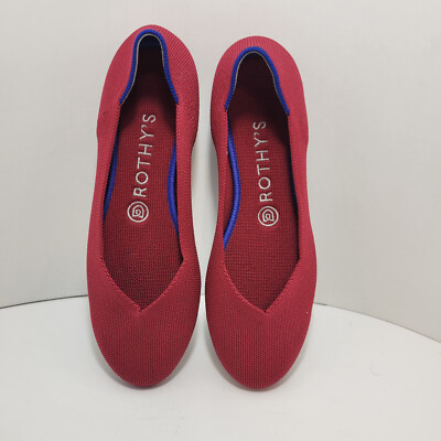 Rothys The Flat Women's Size 7.5 US Scooter Red Round Toe Slip on Flats Shoes