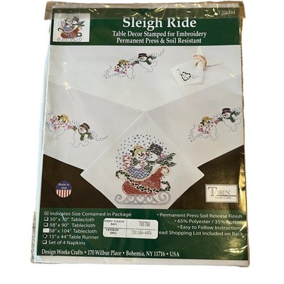 Stamped Embroidery Kit Tobin Sleigh Ride XMAS 15x 44  Table Runner #T201484-44RN
