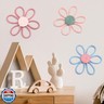 Peryiter 3 Set 10 Inch Boho Nursery Decor Woven Daisy Flower Macrame Wall Hanging for Baby Girls Nursery Home Bedroom Dorm Decor (Stylish Color)