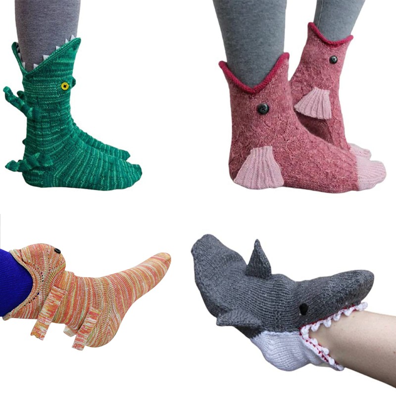 S Knit Animal Crocodile Socks Whimsical Floor Sock Winter Warm Sock