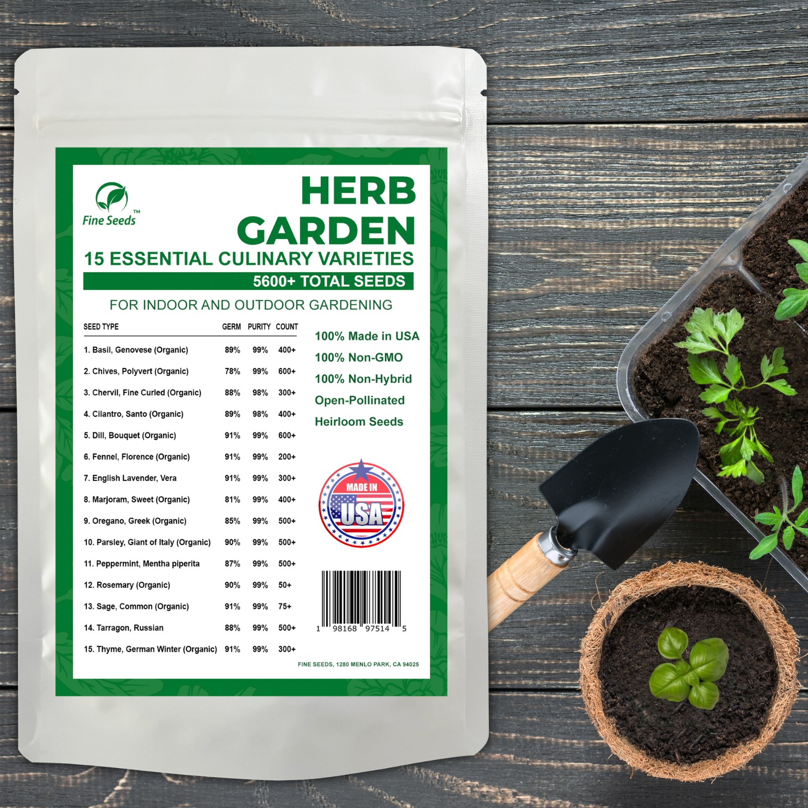 Herb Seeds Variety Pack | 15 Essential Culinary Varieties | 5600+ Heirloom Seeds