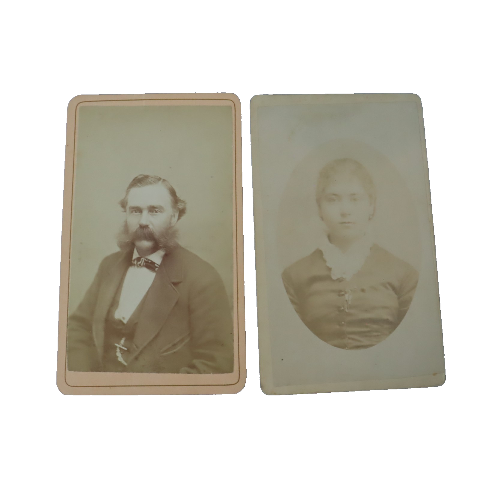 Antique CDV Photographs Portraits Man Woman Victorian Sepia Cabinet Cards