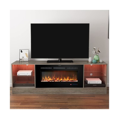 Kentsky 72" Fireplace TV Stand, Entertainment Center with 36