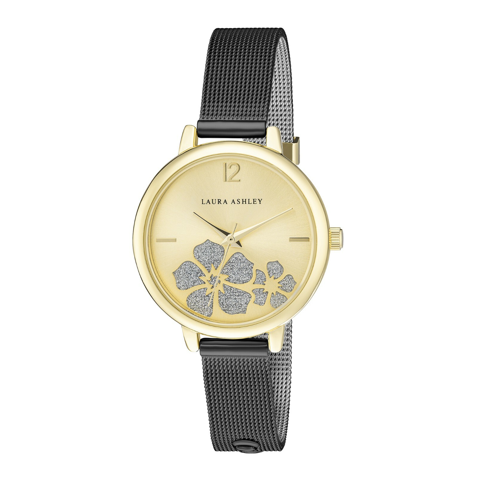 Laura Ashley Women's Sunray Floral Stone Dial 34mm Mesh