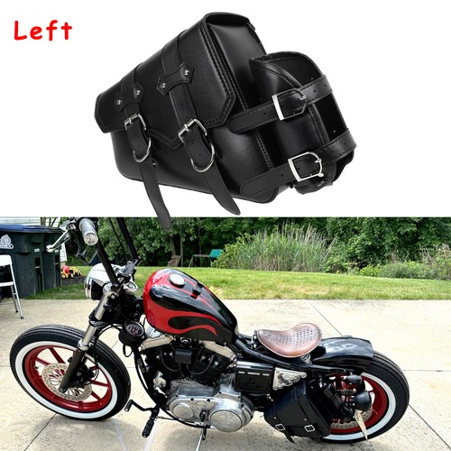 1x PU Left Swing Arm Bag Saddle Bag +Cup Holder For Harley Honda