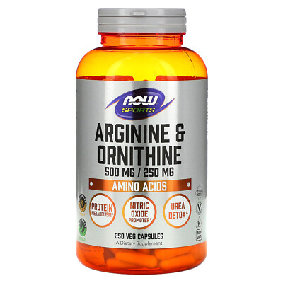 Now Foods Sports Arginine  Ornithine 500 250 250 Capsules GMP Quality Assured