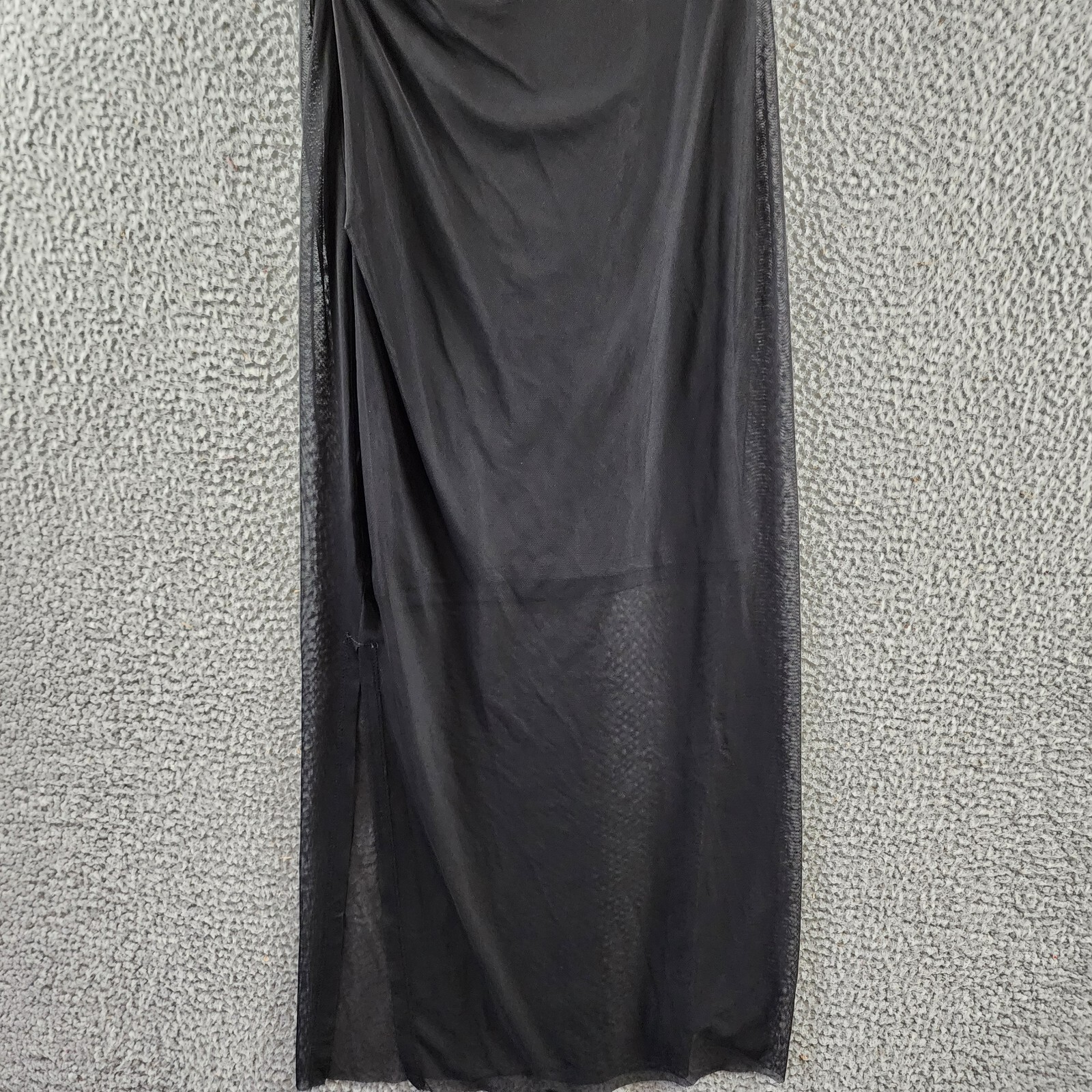 Donna Morgan Asymmetric Neck Side Pleat Maxi Dress Women's 8 Black Side Zipped - Picture 17 of 18