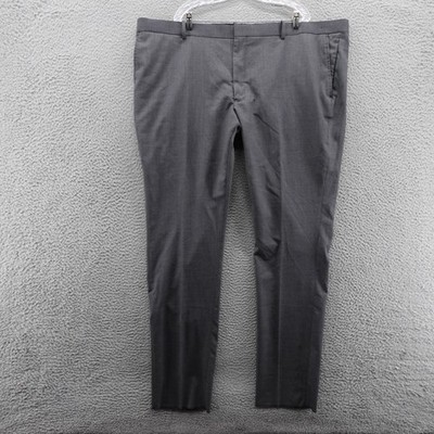 Nordstrom Mens Tech Smart Trim Fit Gray Dress Pant Size 50W Wool Unhemmed NEW