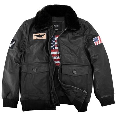 Mens Real Leather US Aviator Air Force Pilot Flying Bomber Jacket