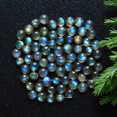 72 Pcs 23.65 Cts Natural Labradorite Calibrated Gemstone Cabochon Lot 4mm #9142