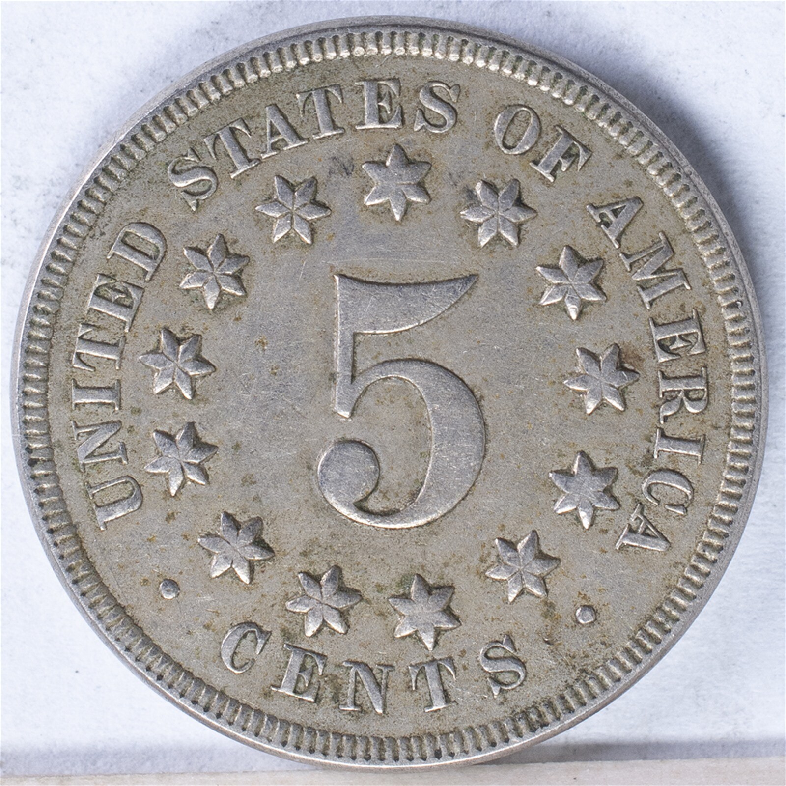 1869 Shield Nickel XF light scratches on shield
