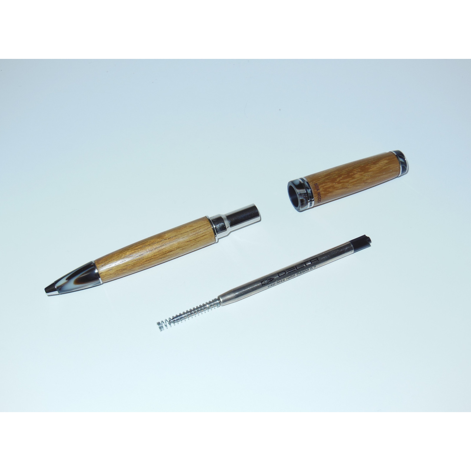 Used Delta Seawood Ballpoint Pen Light Iroko/Silver DS94016 sea wood swirl resin