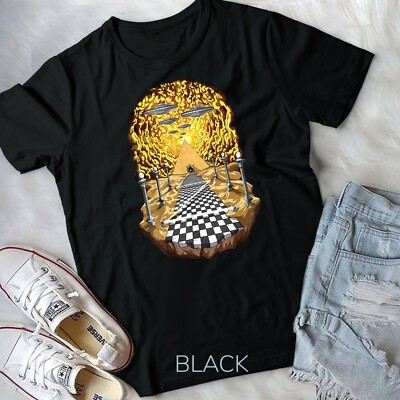 Alien Egyptian Pyramids Space UFO Aliens Psychedelic Masonic Unisex T-shirt