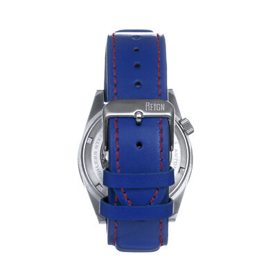 Pre-owned Reign Francis Leather-band Watch W/date - Blue/red