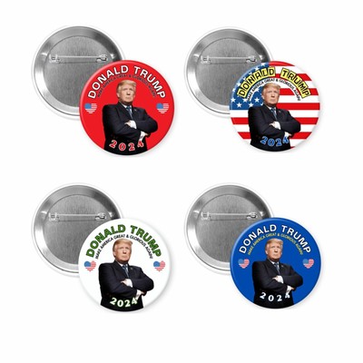 Trump 2024  Election Pin Buttons Make America Great & Glorious 2.25'' (Set of 4)