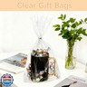 10 x 14 Bottom Gusset Gift Bags, 50Pcs Clear Cellophane Gift Bags with 60pcs Twist Ties for Party Favor Packaging, Gift Mug Wrapping, Clear Treat Goodie Bags for Cookie, Candy, Popcorn Food Storage