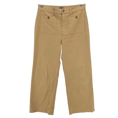 J CREW Sailor Slim Wide Leg Chino Pants Honey Brown Cotton Blend Stretch Size 28