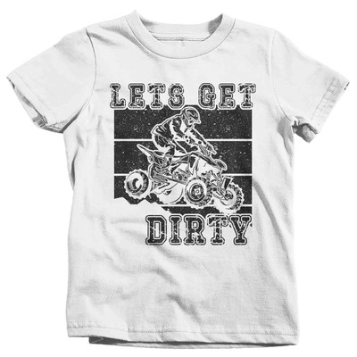 Kids Funny ATV Dirt Race T-Shirt Let's Get Dirty 4 Wheeler Shirt All Terrain Veh