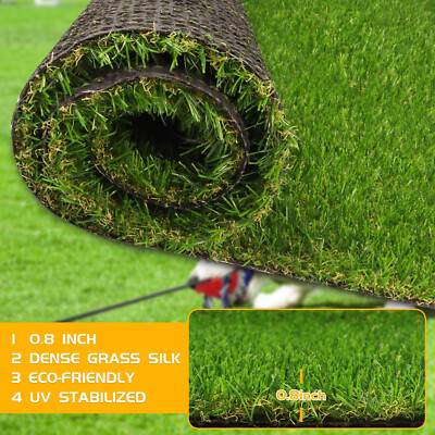 30ftx10ft Artificial Grass Turf Lawn 0.8'' Indoor Outdoor Rug Synthetic Grass Mat