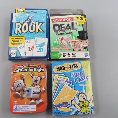 Family Card Game Lot Rook Monopoly Deal Mad Libs and Left Center Right Ages 8+
