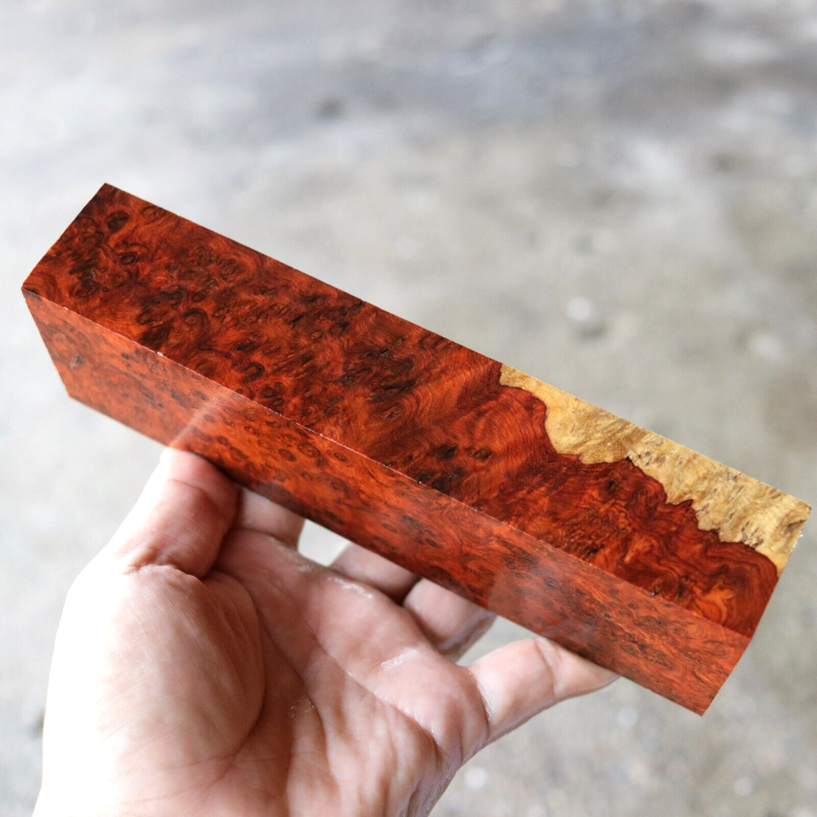 Amboyna Burl, Knife handle, Gun grips, Turning Blank DIY 2"X 7 3/8"X 1 3/8" #284 Amboyna Burl, Knife handle, Gun grips, Turning Blank DIY 2"X 7 3/8"X 1 3/8" #284