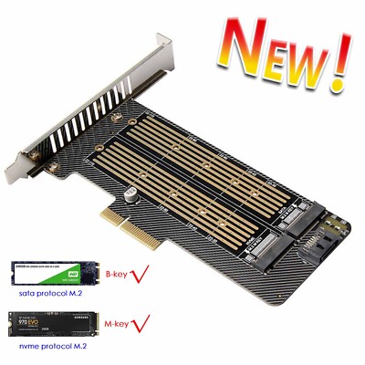 M.2 NGFF to Computer SATA Dual SSD PCI PCIe x16 x4 x8 NVMe Express Adapter CarSa