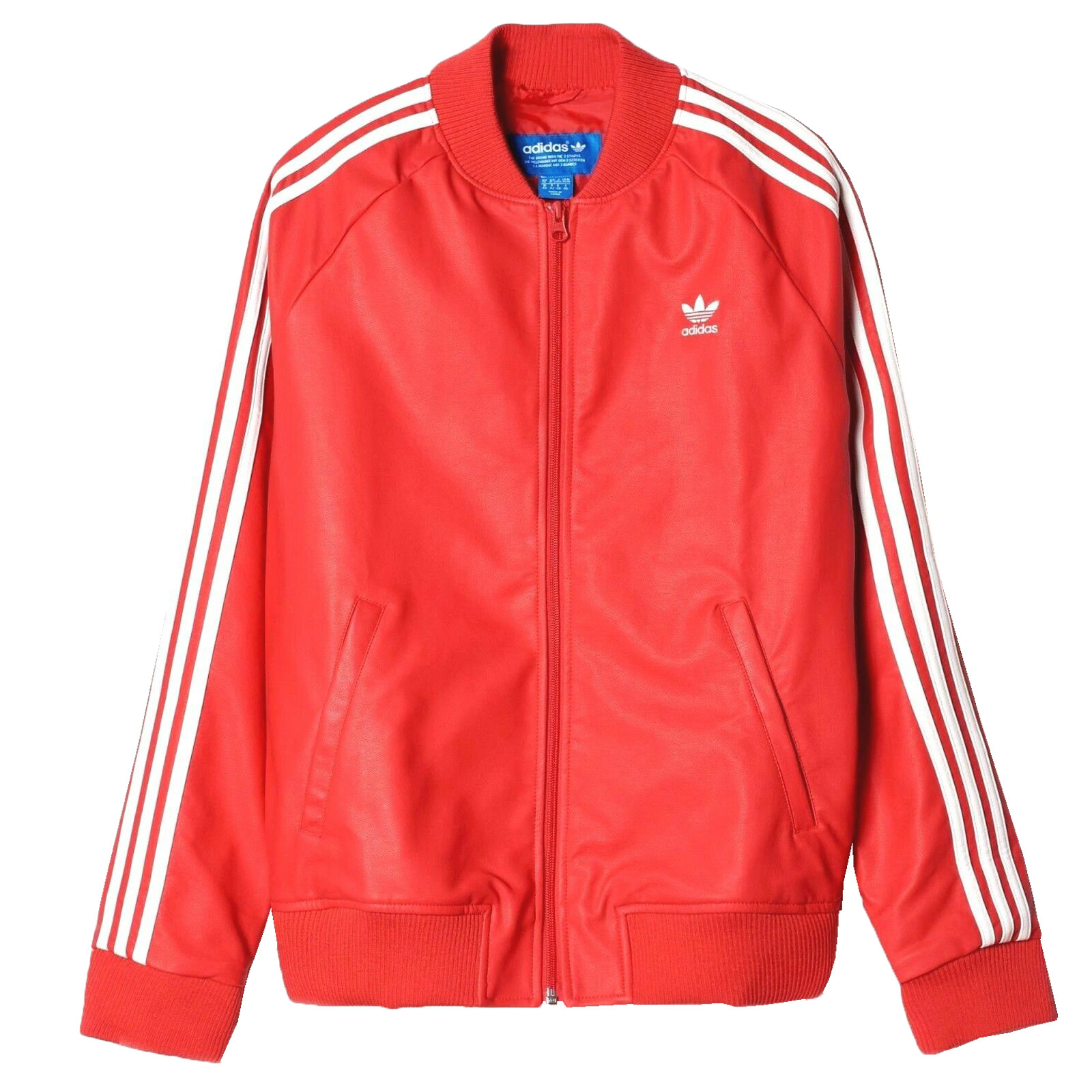Adidas 3 Stripes Superstar Leather Jacket Bomber Faux Track Adidas 3 Stripes Superstar Leather Jacket Bomber Faux Track