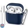 Dgege for Airpods 4th Generation Case Cover(2024),Soft Silicone Protective Case for AirPods 4 Case with Keychain and Care Accessory,Compatible with Apple Airpods 4 for Women,Men（Darkblue）