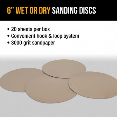 Dura-Gold 6" Wet or Dry Sanding Discs - 3000 Grit (Box of 20) - Hook & Loop Back