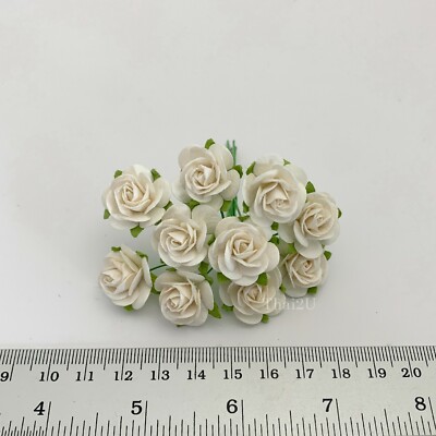 3/4'' or 2cm Open Roses SOFT Pink White Mulberry Paper Flower Wedding R3