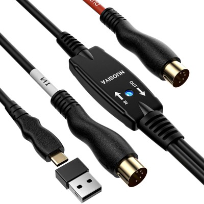 MIDI Cable,MIDI to Type-C Interface Cable 4.5FT,MIDI Interface in-Out to Type...