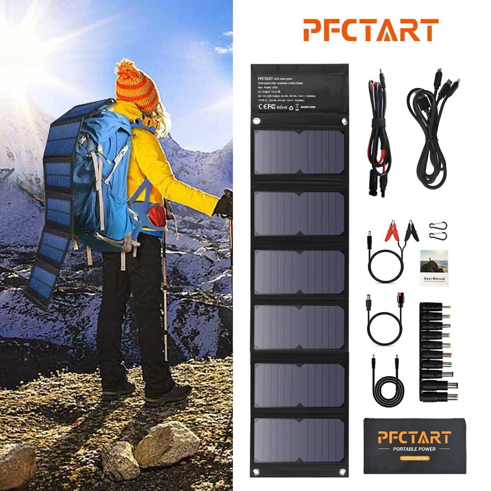PFCTART 40W Watt Foldable Monocrystalline Solar Panel 18V Home Outdoor RV Marine