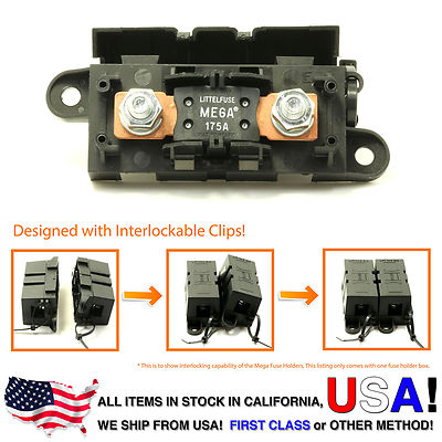 LITTLEFUSE Expandable Mega Fuse HOLDER with 175A megafuse 175 amp 32V DC Slo-Blo