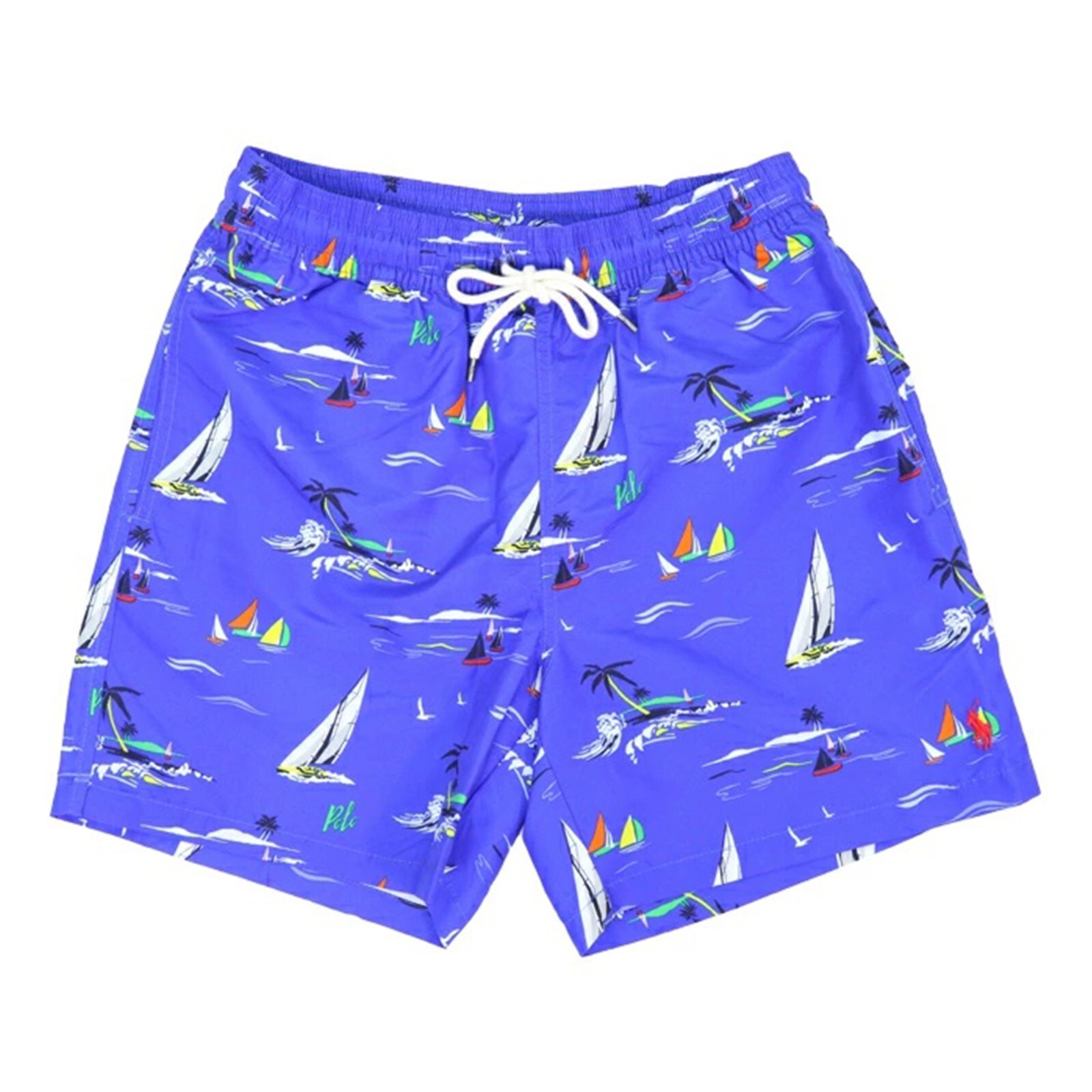 Мужские плавательные шорты Polo Ralph Lauren с цветочным рисунком Aloha Swim Shorts - Синие с парусниками