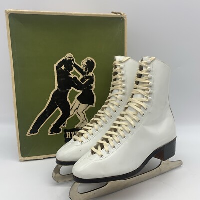 Hyde Figure Skates Womens 6 White Leather Crusader Blade Made in England VTG