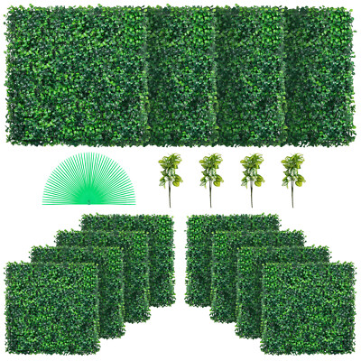 12pcs 20x20" Artificial Boxwood Wall Hedge Mat Plant Panels Outdoor Grass Fence