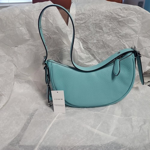Coach CC439 Luna Faded Blue Leather Shoulder Bag New | eBay