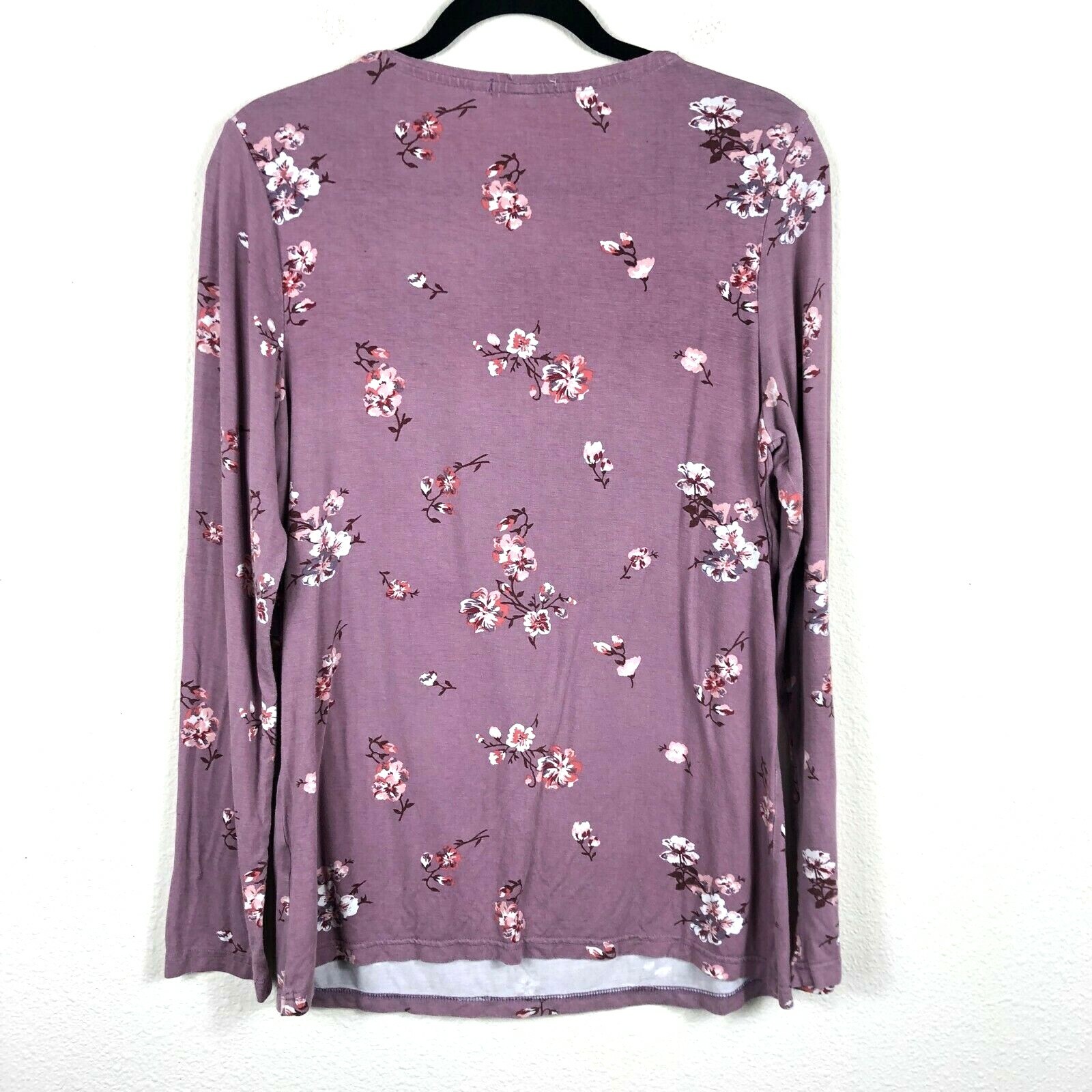 Bears Land Womens Size Large Purple Floral Long Sleeve Nursing Tee Shirt Blouse