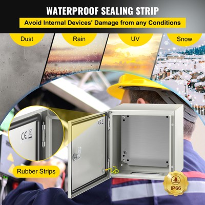 VEVOR 12x12x8'' Carbon Steel Electrical Enclosure IP65 Wall Mount Junction Box