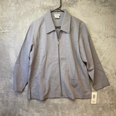 BonWorth Jacket Womens SP 22406 Grey Full Zip Collared Lightweight NWT