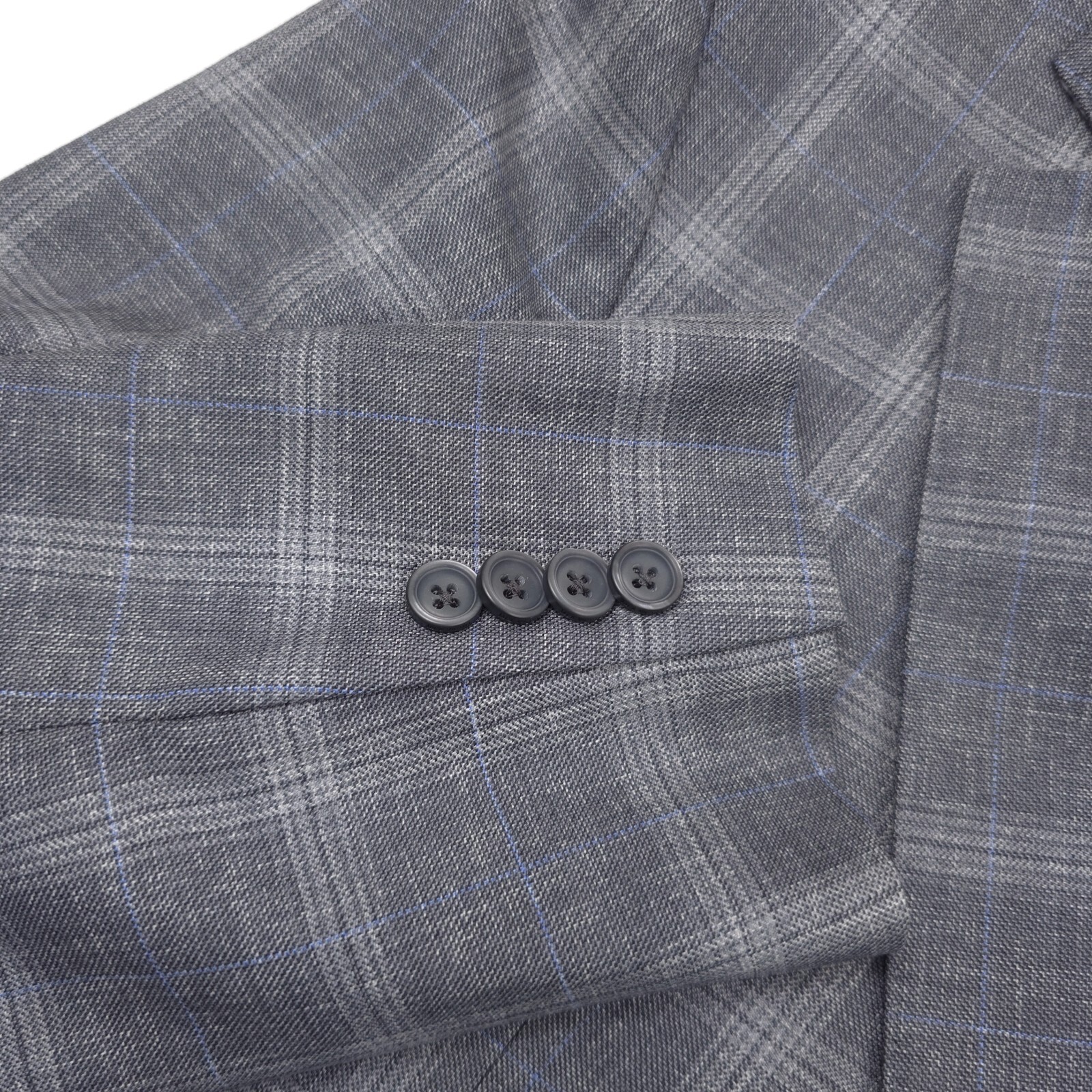 Pre-owned Jack Victor $848  Midland Gray & Blue Plaid Wool Sport Coat Blazer Mens Size 42l