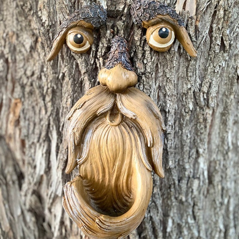 Tree Faces Decor Outdoor Funny Whimsical Decoration Bird Feeders Ornament Garden