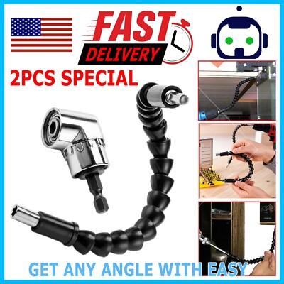 Right Angle Drill Adapter Flexible Shaft Extension Bits & Screwdriver Hold 1/4'' 
