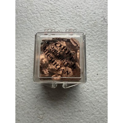 Michigan Copper Nuggets Natural Raw Mineral Specimens in Display Case Souvenir