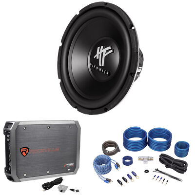 Hifonics HFX12D4 12'' 800 Watt Dual 4-Ohm Car Subwoofer+Mono Amplifier+Amp Kit