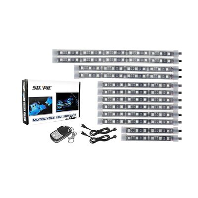 SUNPIE 12Pcs Motorcycle LED Light Kit Strips Multi-Color Accent Glow Neon Gro...