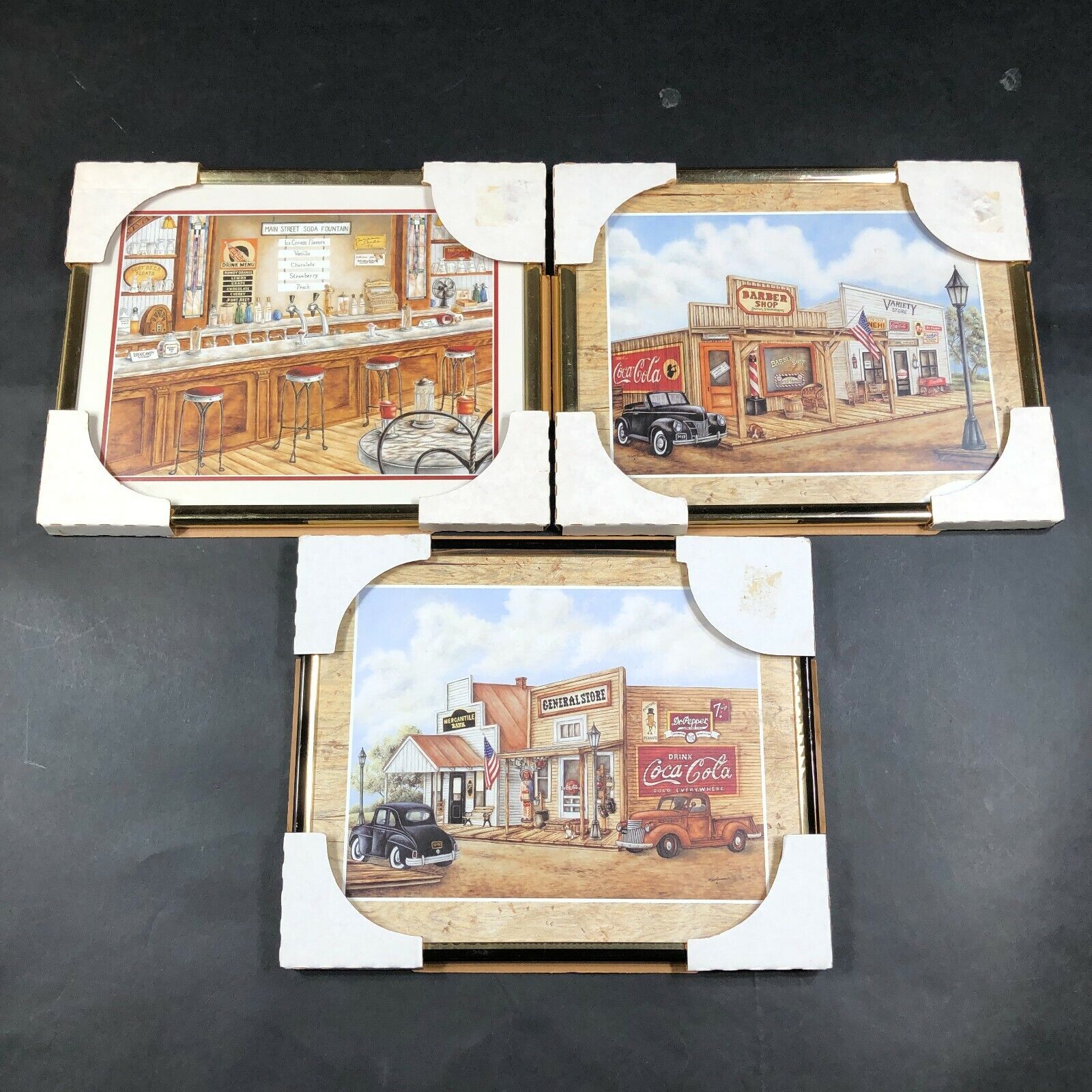 NEW Lot of 3 Coca-Cola Paintings Prints Soda Fountain General ...