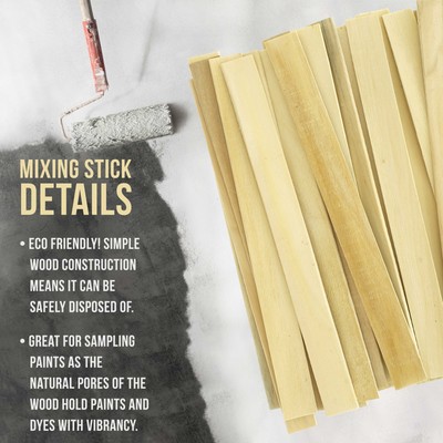 Craft Paint 12" Inch Wood Stirrers Mix Epoxy resin Paint Mixing - 100 Sticks